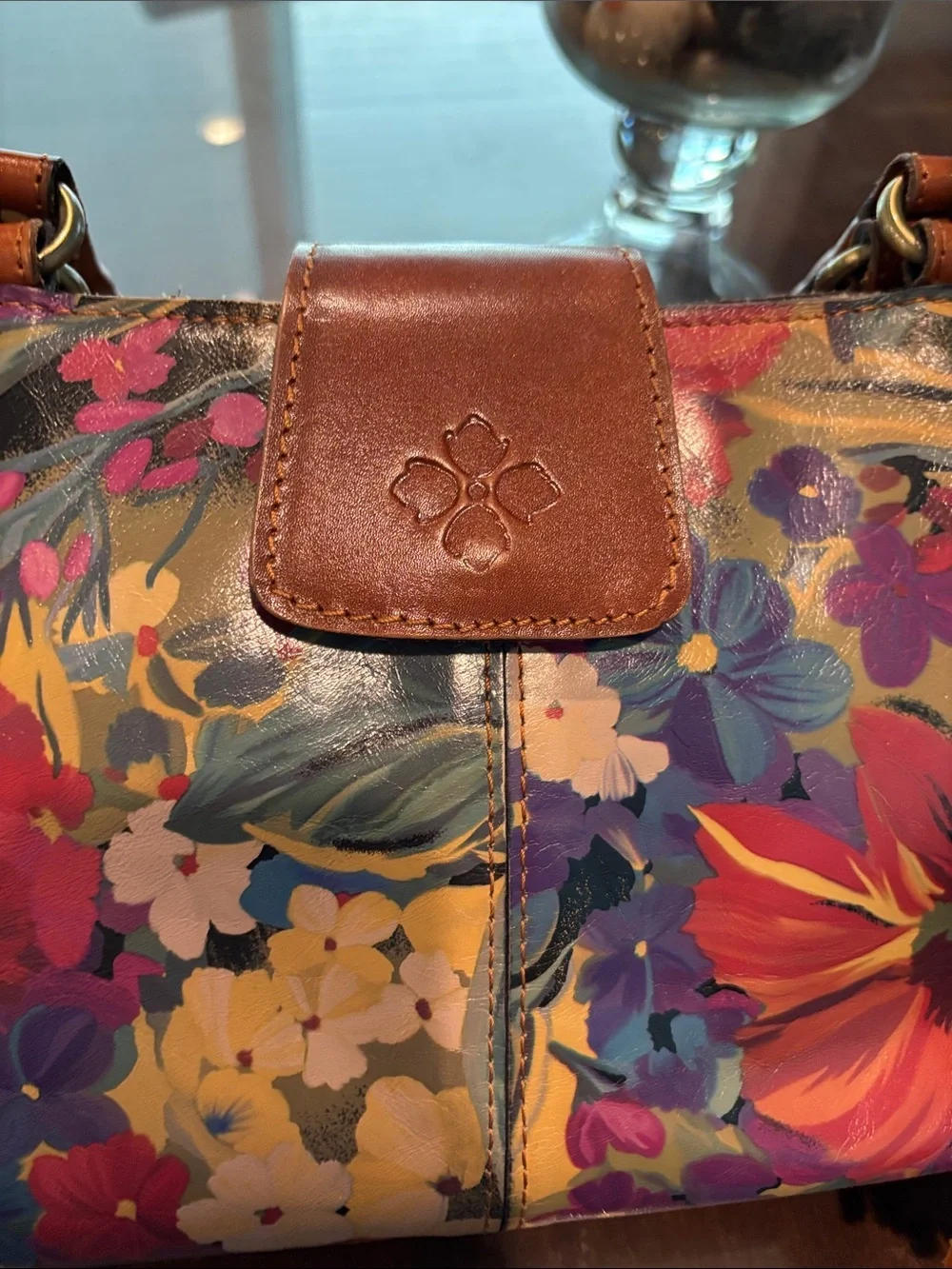 Patricia Nash Multi-Color Floral Leather-Trim Shoulder Bag